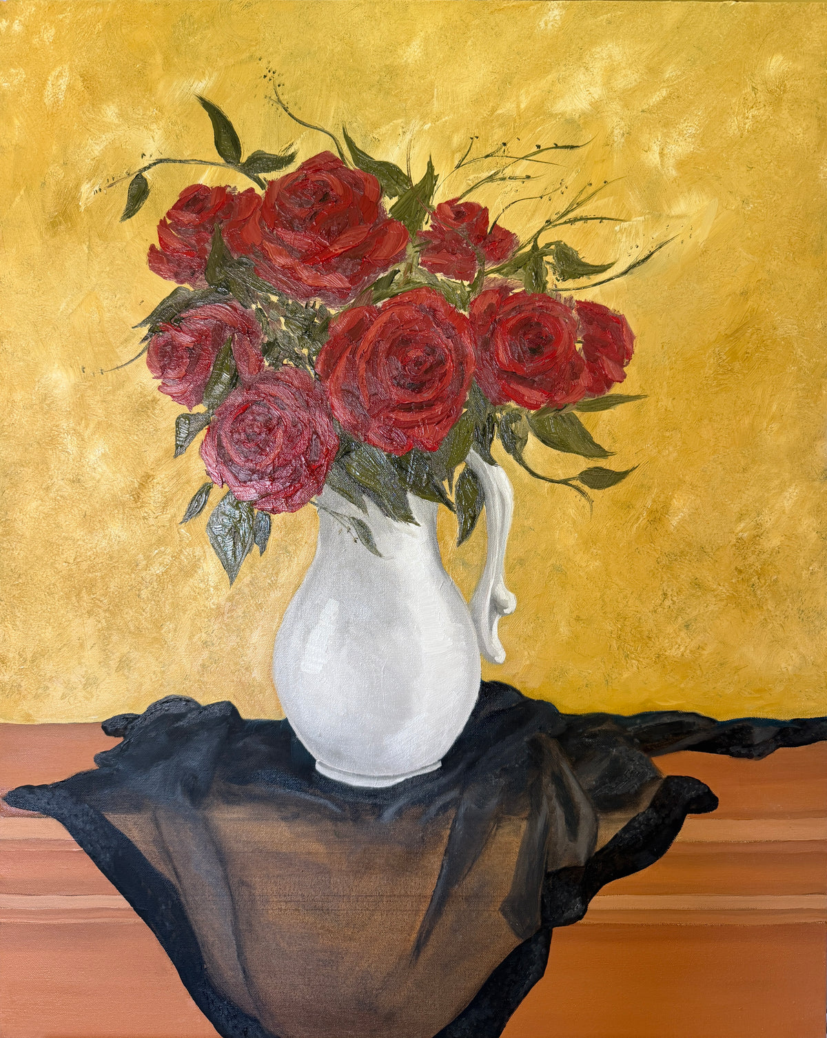 Red Roses Still Life Original Oil painting by artist Katiuscia Lanza